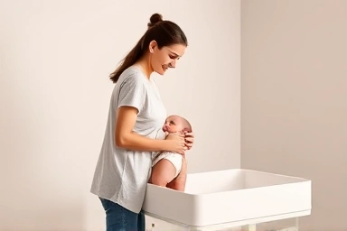 Ergonomic diaper changing table for parent comfort.